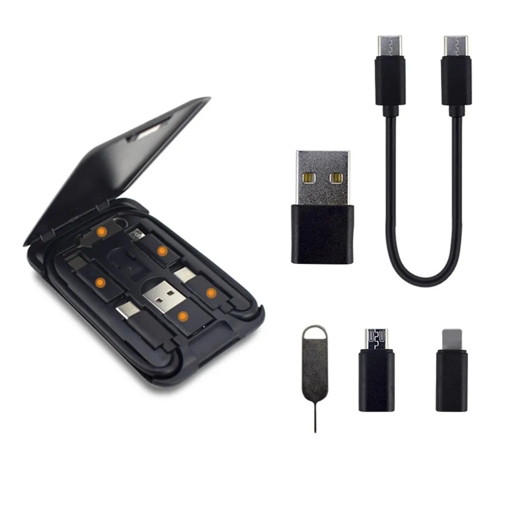 6 in 1 multi usb cable fast charger type box usb cable box for android mobile phones