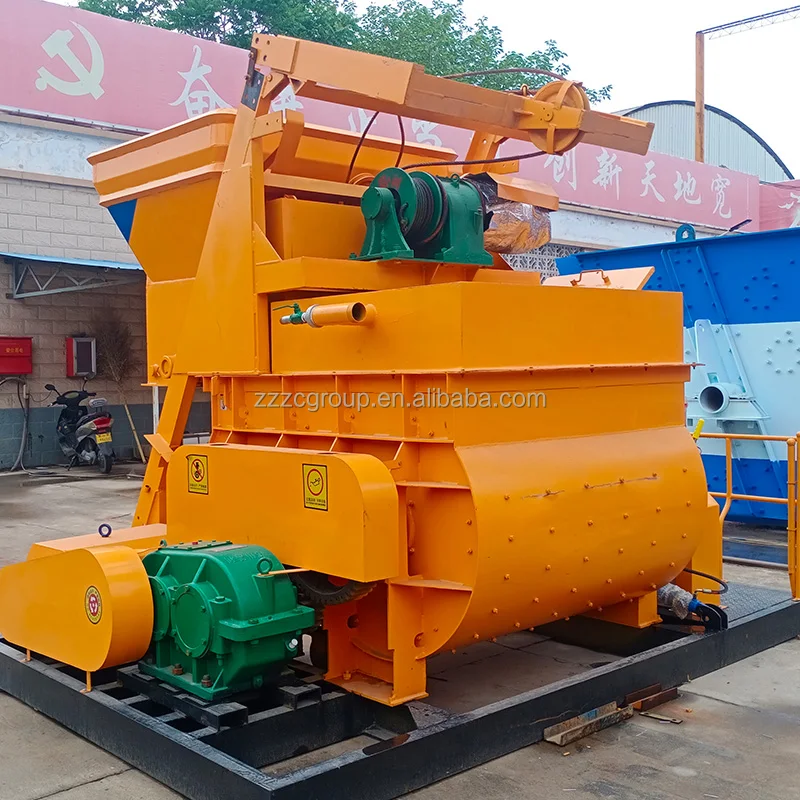China JS4000 4000 liter capacity electric twin-shaft concrete mixer maufactrues