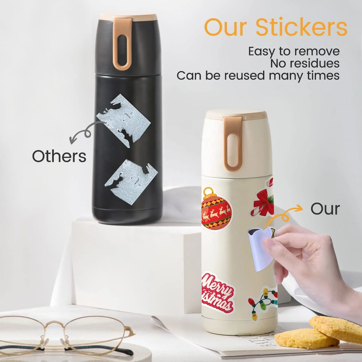 Custom Christmas Decorations 100 PCS Water Bottle Stickers for Kids Teens Cute Vinyl Waterproof Laptop Skateboard Stickers