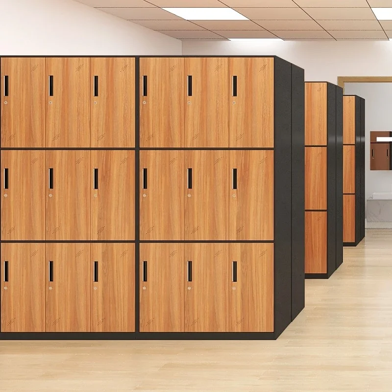 Electronic Smart mobile locker ISO certificate wooden hpl board fingerprint face recognition digital safety lockers