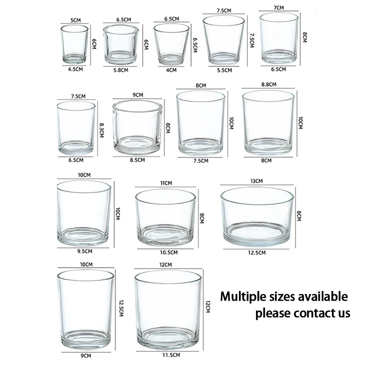 Wholesale Transparent Empty Clear Scented 10cm Wide Mouth Glass Candle Jar for Candle Making