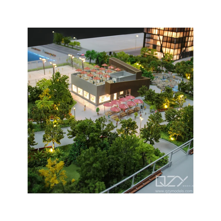 Tailor Made 1:100 Quary Tower Architectural Model Realistic Model Wooden Stand Program Lighting