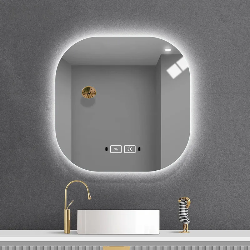 Custom 36inch IP44 Frameless Modern Square LED Bathroom Mirror Light Backlit Wall-Mount Illuminated with Aluminum Lenses