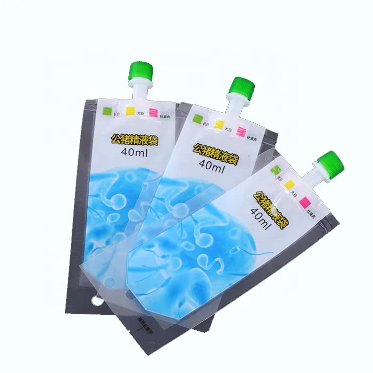 Custom design disposable  plastic 40ml 80ml  pig semen poultry artificial insemination bag
