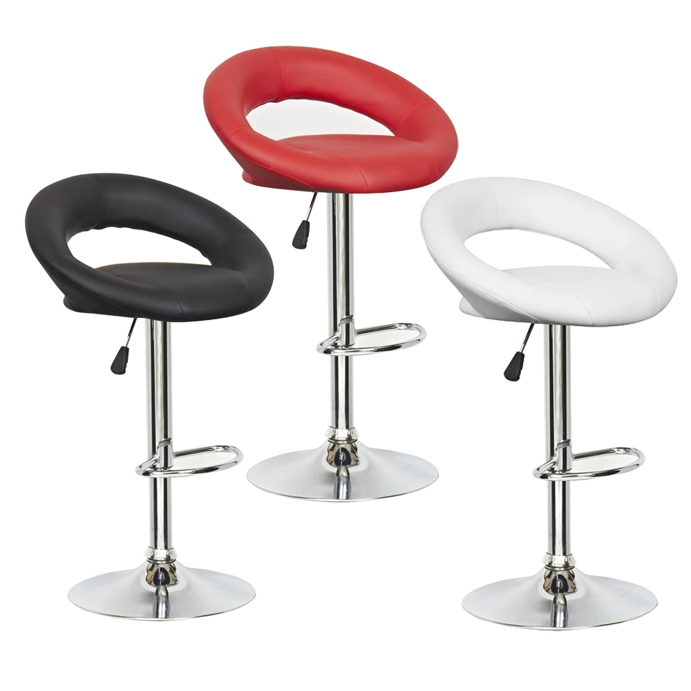 
HOT SELL PU Leather Modern Height Adjustable Swivel Kitchen Breakfast Stools Leather Bar Chair 