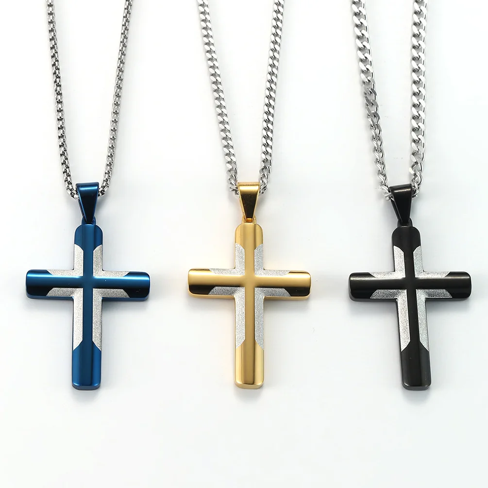 Hip Hop New Arrival Stainless Steel Multi Color Arc Cross Pendants PVD Fine Jewelry Charm Pendant For Necklaces Accessories