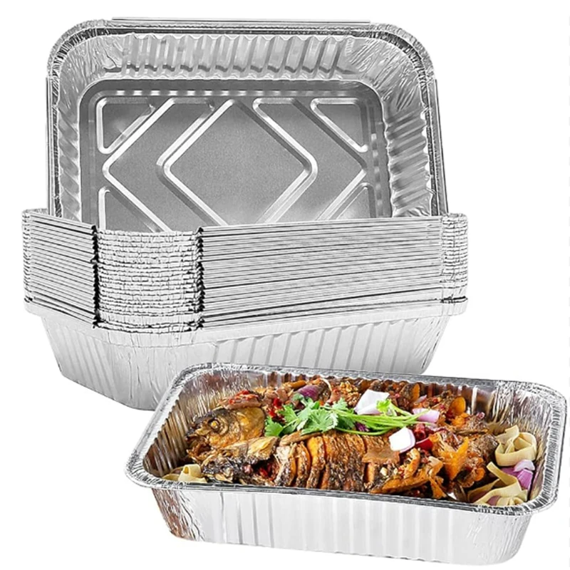 9x13 Half Size 10pack 20pack 50pack Disposable Rectangle Aluminum Foil Food Containers/Pans/Trays With Lids