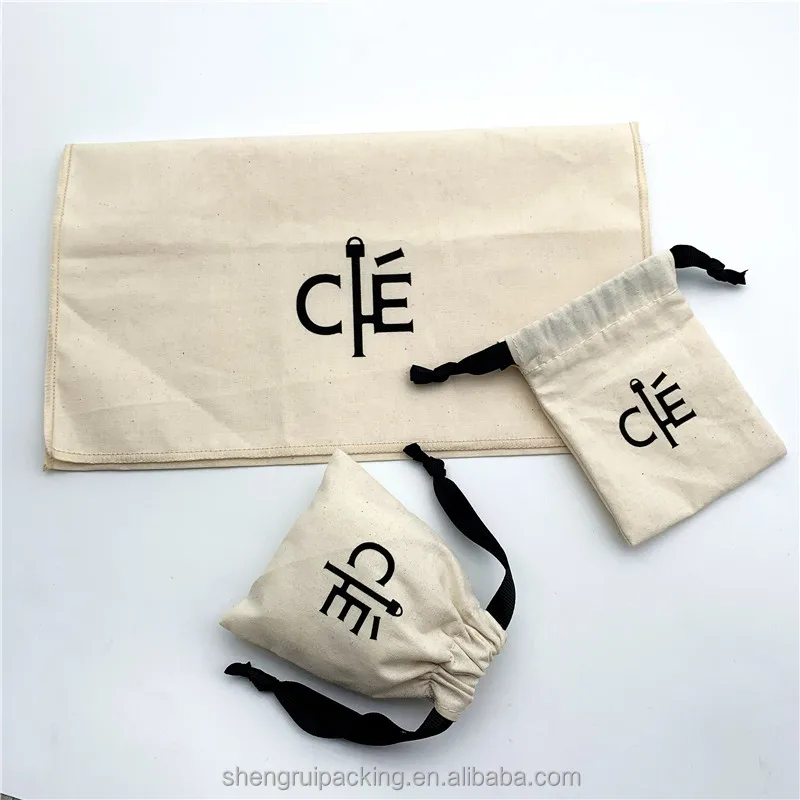 Biodegradable 100% Cotton Envelope Packaging Dust Bag for Shoes Handbags Clothing Cotton Flap Cosmetics Packaging Bag