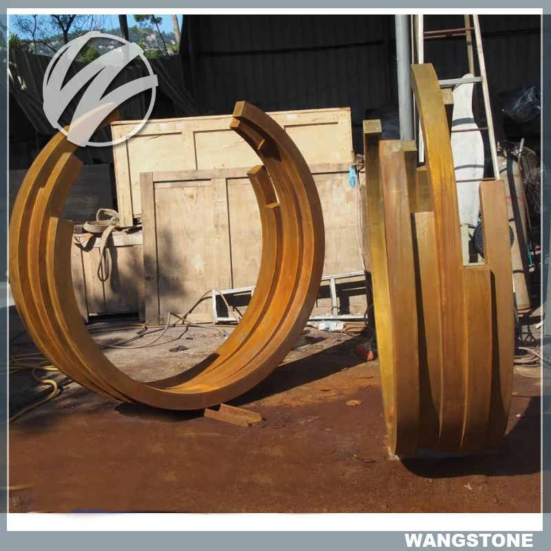 Large Semicircle Corten Steel Abstract Garden Sculpture