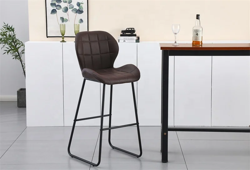 Hot New Products Modern PU Bar Stools With High Quality Metal Frame High Legs For Apartment Use