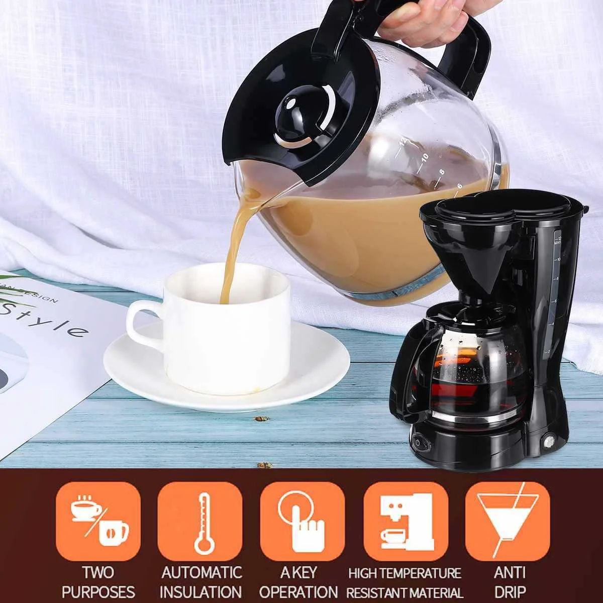 2024 New Customized Professional Office Electric Coffee Maker Single Serve Portable Coffee Maker Machine