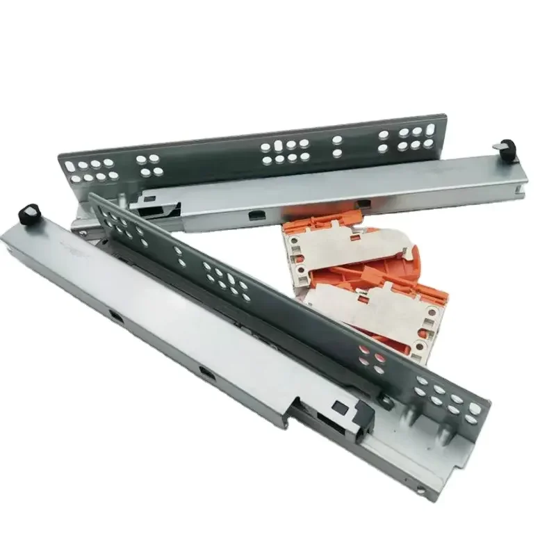Furniture Hardware Soft Closing drawer slides  3D-Adjustable Undermount push open drawer slides