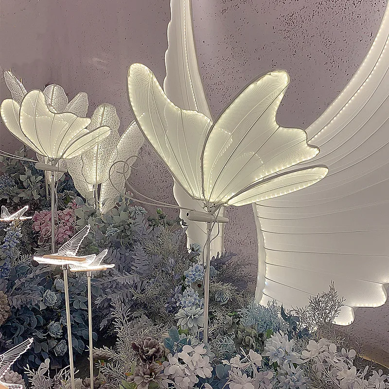 New wedding road trigger light butterfly props stage decoration background layout S-shaped road lead window display ornaments