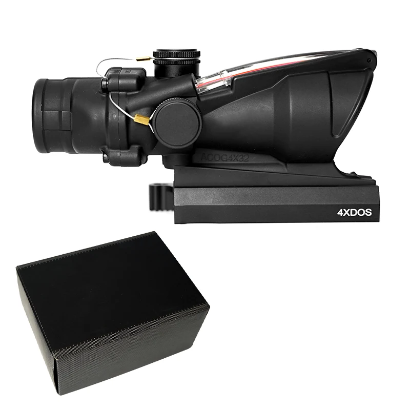 SIVI Air gun hunting riflescope green dot Compact tactical Military Optic sight with Mount ACOG 4X32 scope with red fiber