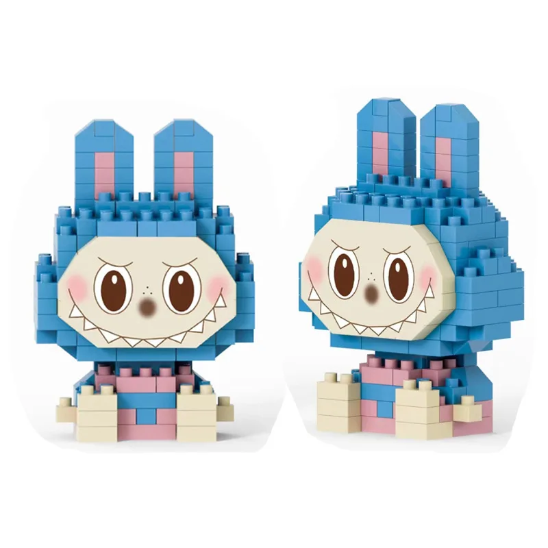 Botu hot sale cartoon labubu Colorful Doll Diy Small Particle Building Blocks kids education toy gifts Puzzle Assembly Blind Box