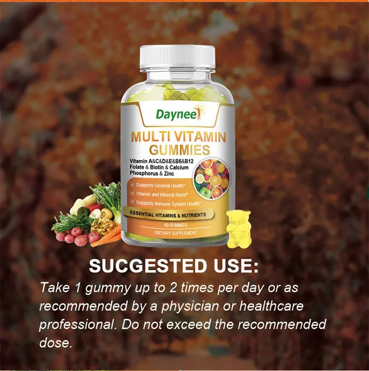 Advanced Multi vitamin Gummies for Brain Support and Immunity Support Vitamins Complex Supplement Vitamins Bottle