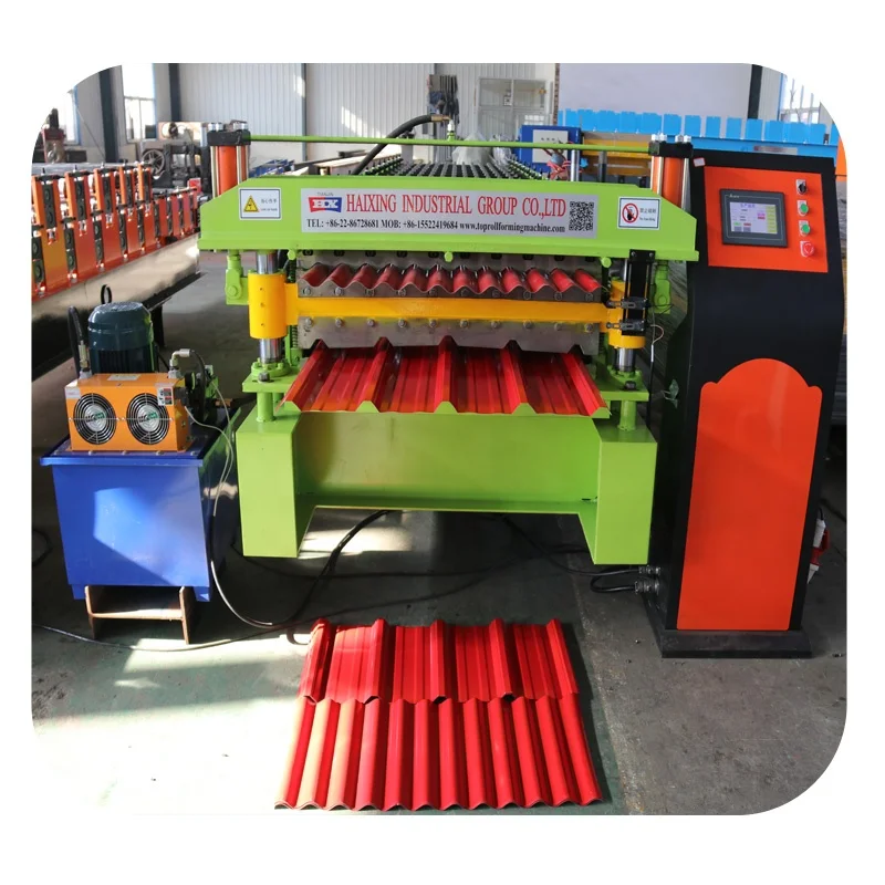 Double layer ibr trapezoidal corrugated roofing sheet making machine
