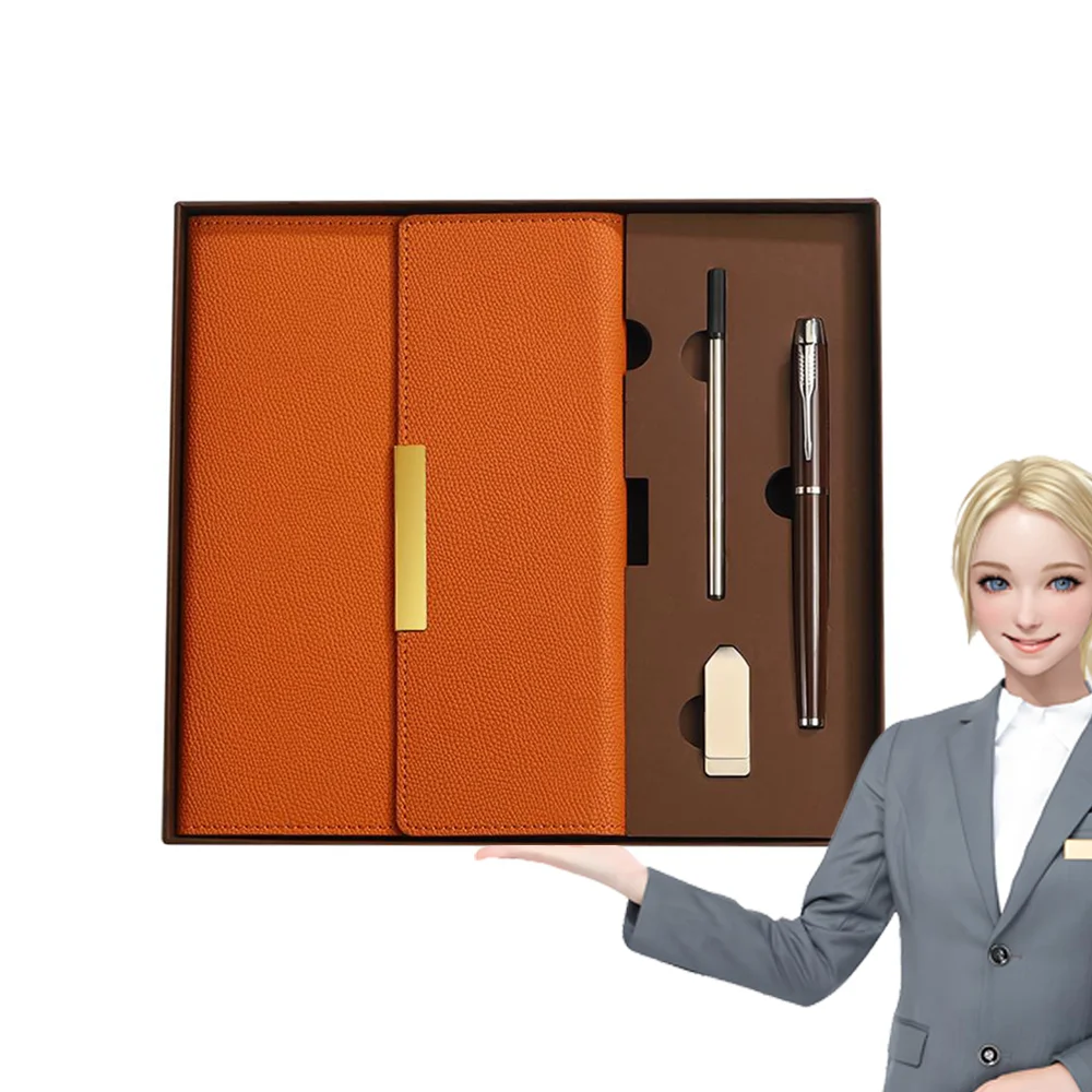 2025 New Design Gifts Custom Logo Color High Quality Pu Leather Notebook Metal Pen USB Gift Set In Box Gift Sets For Business
