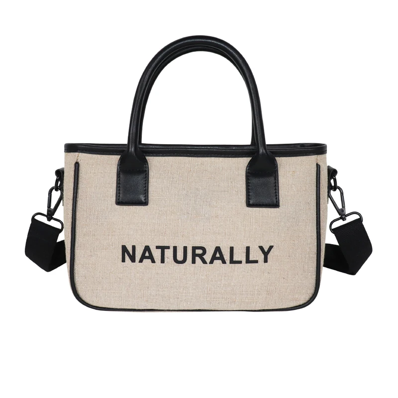 2 IN 1 jute cotton sling purse crossbody bag popular lady handbag with zipper small pouch,  pu leather cell phone crossbody bags