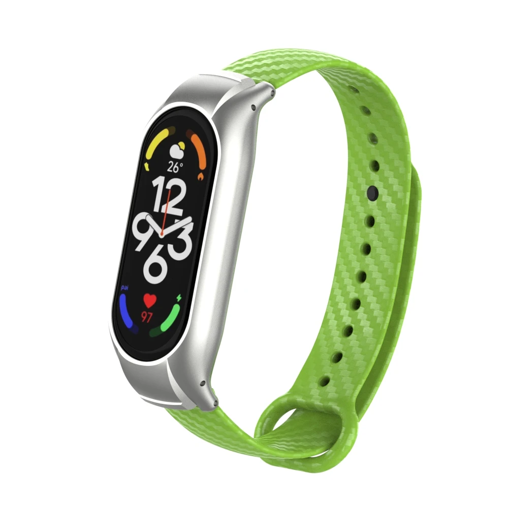 ODM HOLDMI new miband7 watch band strap 70116 series jade green carbon fiber grain TPU strap for xiaomi band 7