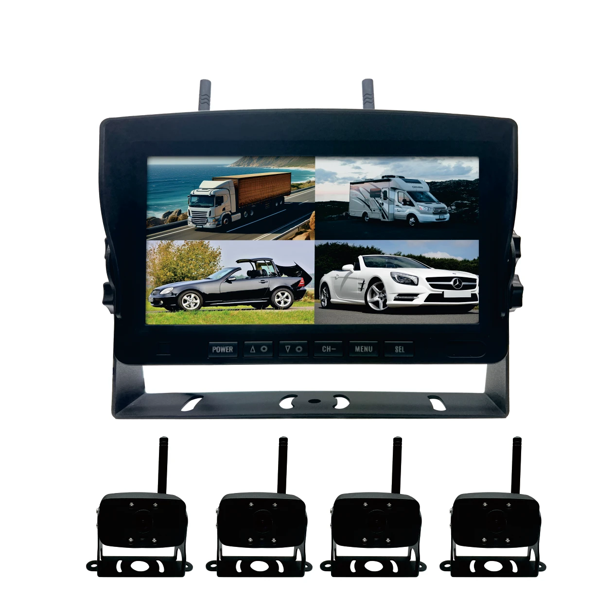 10 inch IPS wireless LCD monitor waterproof night vision backup reverse camera system for truck