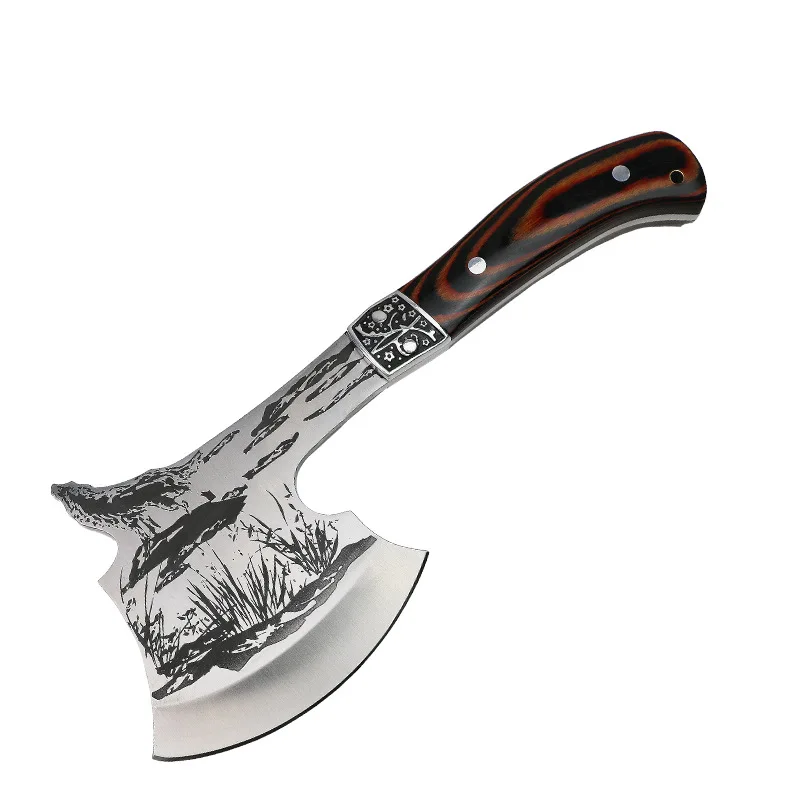 Походный Тактический топор Tomahawk, крутая головка из нержавеющей стали, деревянная ручка, для охоты, выживания
