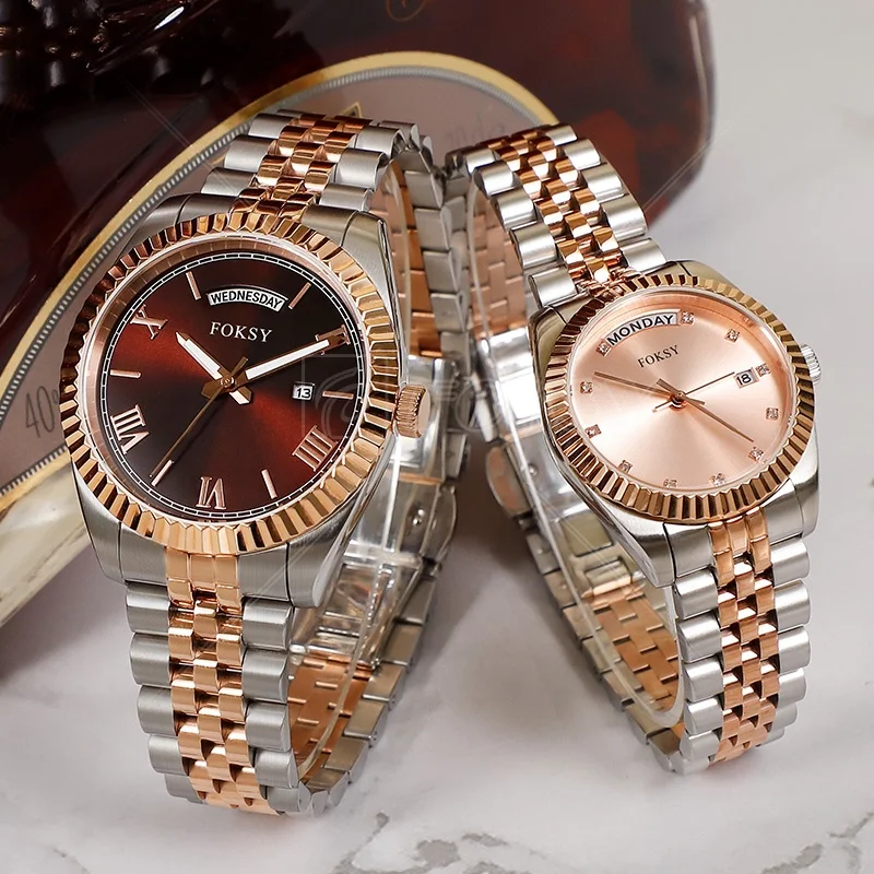 High Quality Custom Design Your Own Luxury Wristwatches Valentine Quartz Watches Stainless Steel Couple Watch For Man And Women
