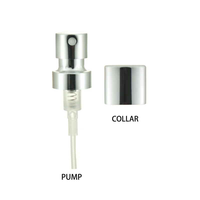 16.3mm Shiny silver perfume bottle cap with aluminum collar FEA15 aluminum fine mist sprayer crimp spray pump