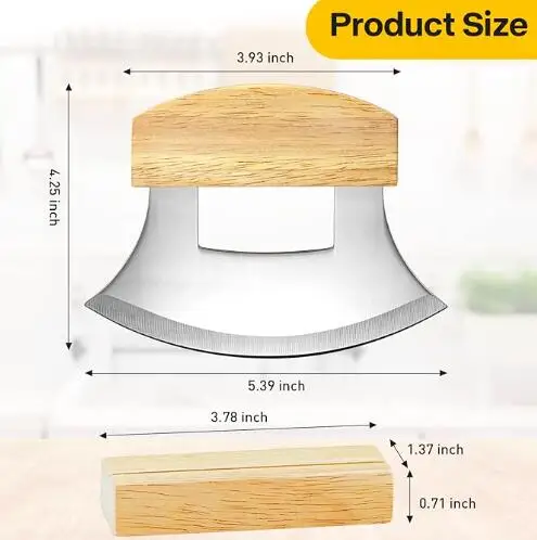 Pizza Cutter Wood Handle Pizza Knife Stainless Steel Sharp Pizza Multifunctional Food Slicer Rocker Ulu Knife