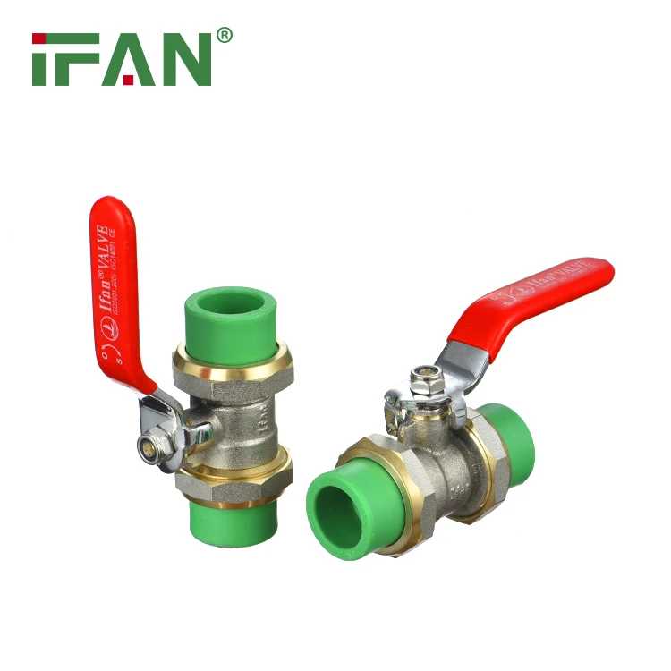 IFAN DIN PPR Valve Green Brass Double Union PPR Ball Valve For Control Water Supply