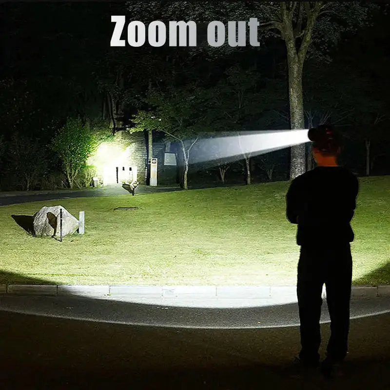 Powerful 1000 Lumen high power white lazer wick head lamp Waterproof head torch Led Rechargeable Zoom Headlamp