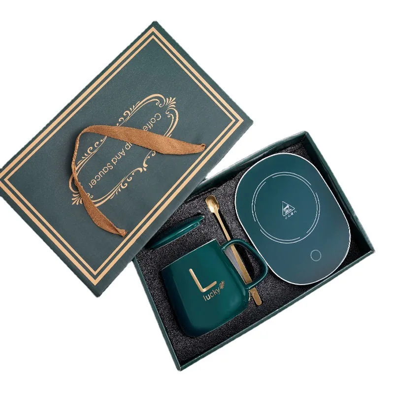 USB зарядка с контролем температуры 55 градусов керамическая кофейная чашка Подарочная коробка набор кружка ковриком