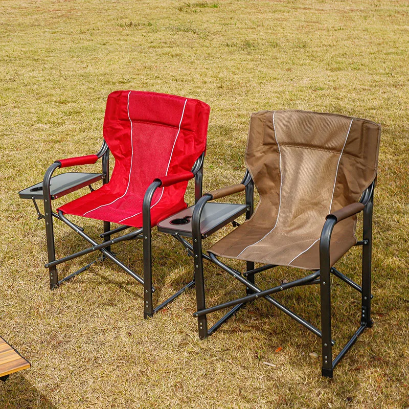 Lightweight Oversize Director Chair Foldable Outdoor Picnic Camping Chair With Cup Holder&Side Table