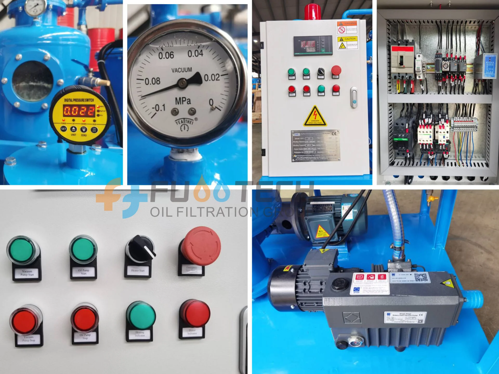 FUOOTECH HOC-100 6000L/H Hydraulic Oil System Oil Cleaning & Filtration Machine Vacuum Hydraulic Oil Purifier