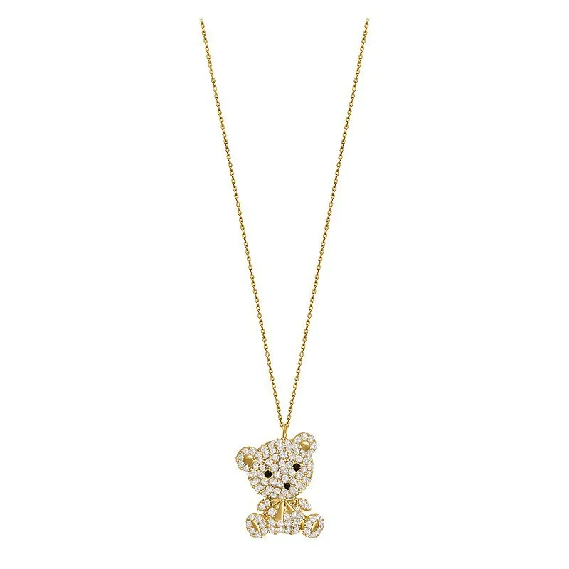DY Wholesale Trendy Women Bear Pendant Necklace Personalized Titanium Steel Neck Chain Jewelry