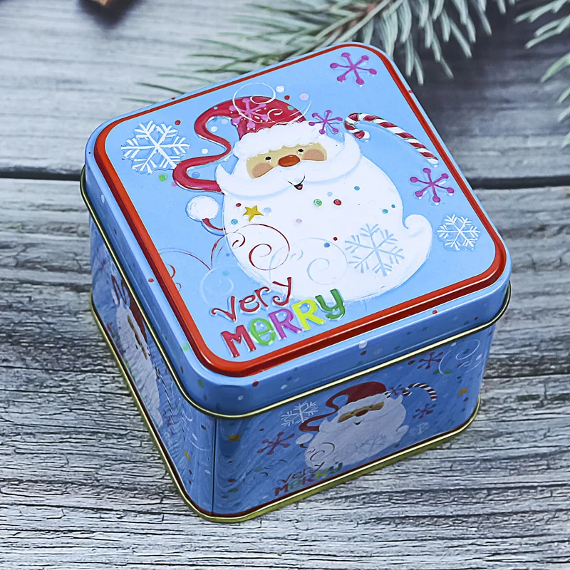 Wholesale Hinged Square Tin Box Small Metal Hinge Packing Tin Box Christmas Tin Boxes for Present