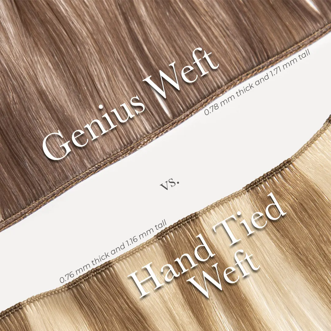 Professional new hair extension product handtied invisible genius weft with double drawn thick end