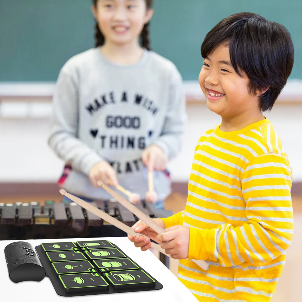 Mini Jazz Silicone Toy Set Low Volume Cymbals Snare Drum Professional Kids Drum Set