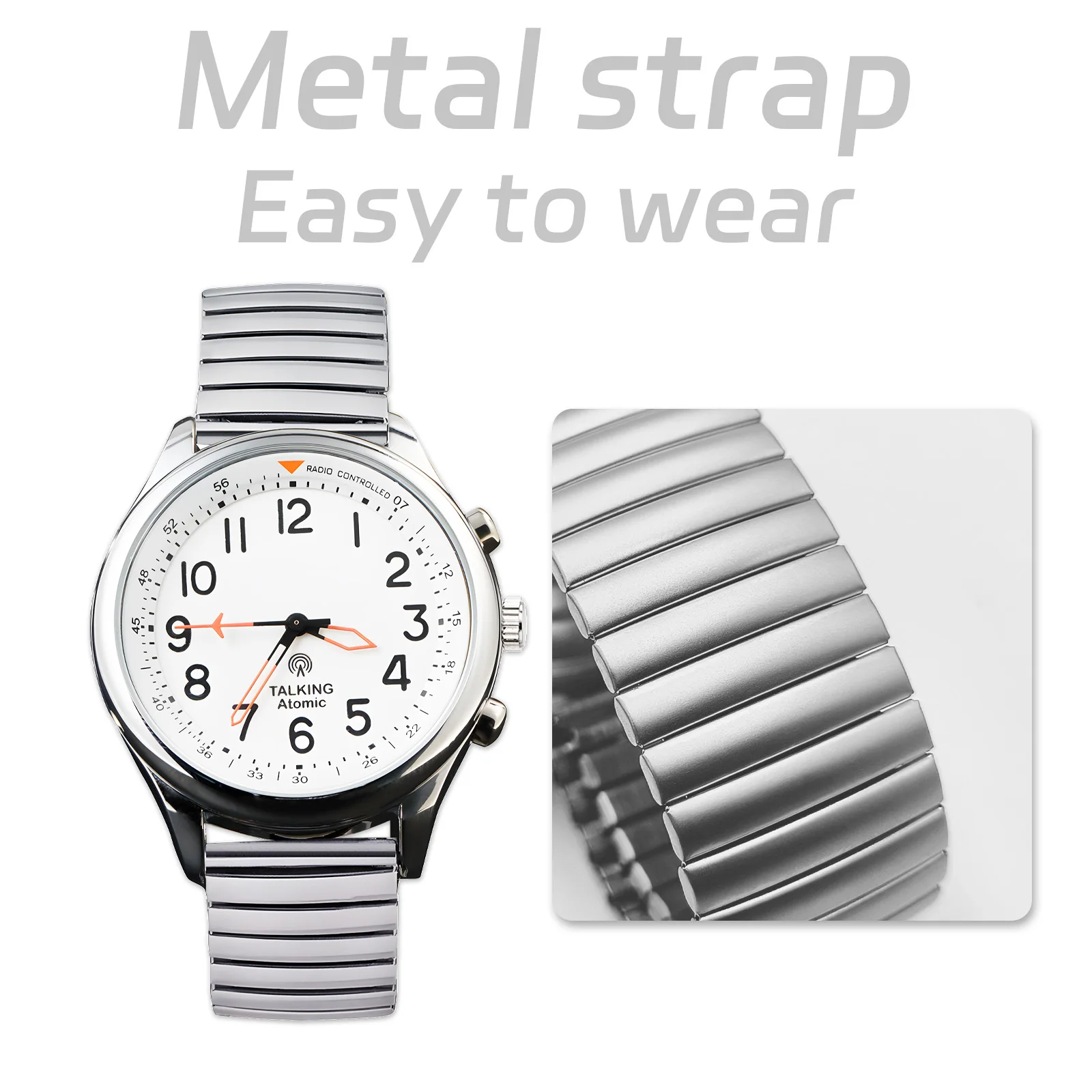 English/German/French Atomic Talking Watch time and date with  Loud voice Alarm watch for Visually Impaired and old people