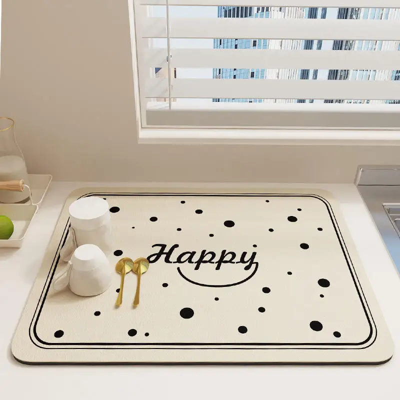 Simple Kitchen Quick-Drying Absorbent Kitchen Countertop Drain Mat Diatomite Heat Insulation Coffee Table Mat Simple Design