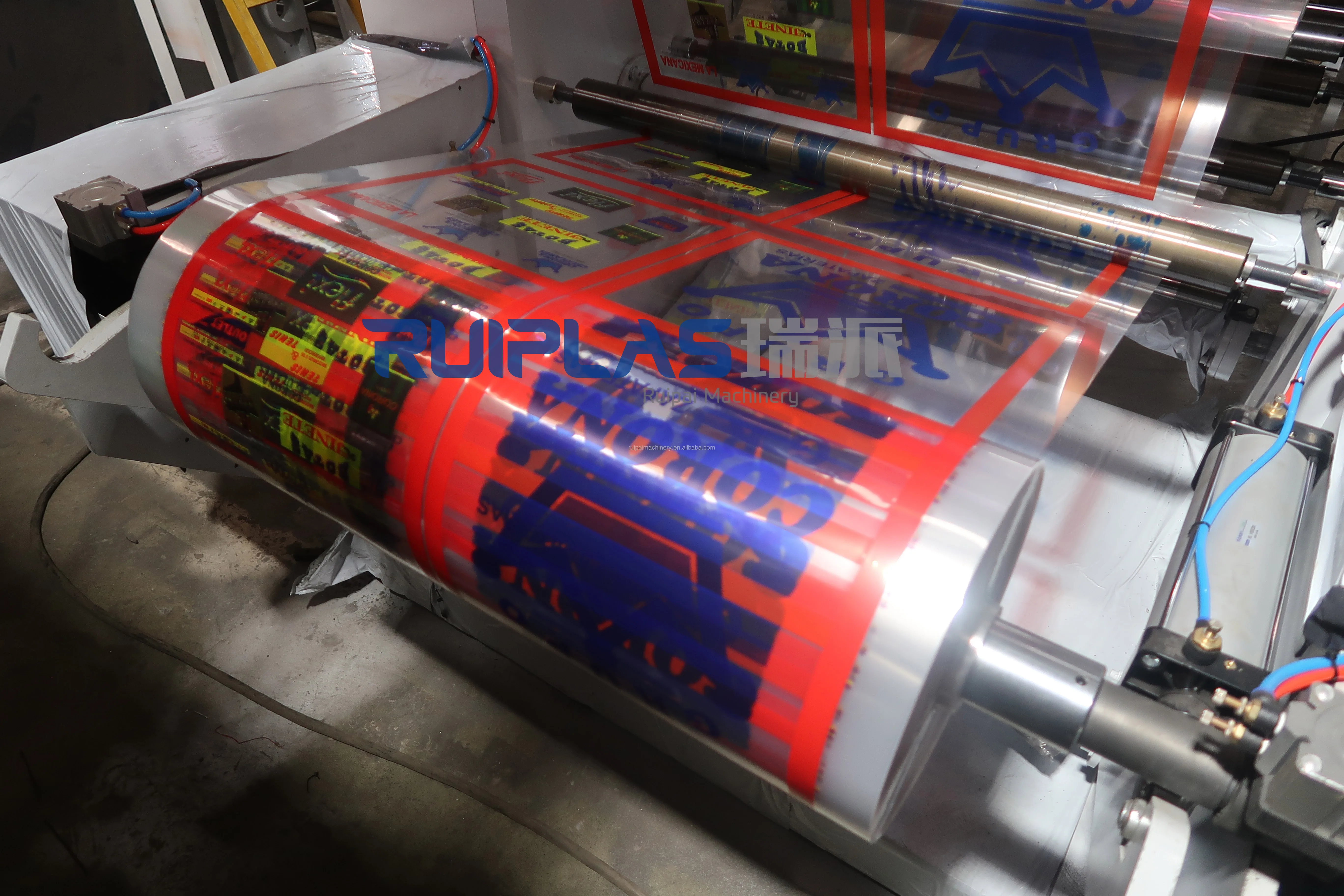 ruiplas GYT-61000 high speed 6 color PE plastic film rolling paper fabric package stack flexo printing machine