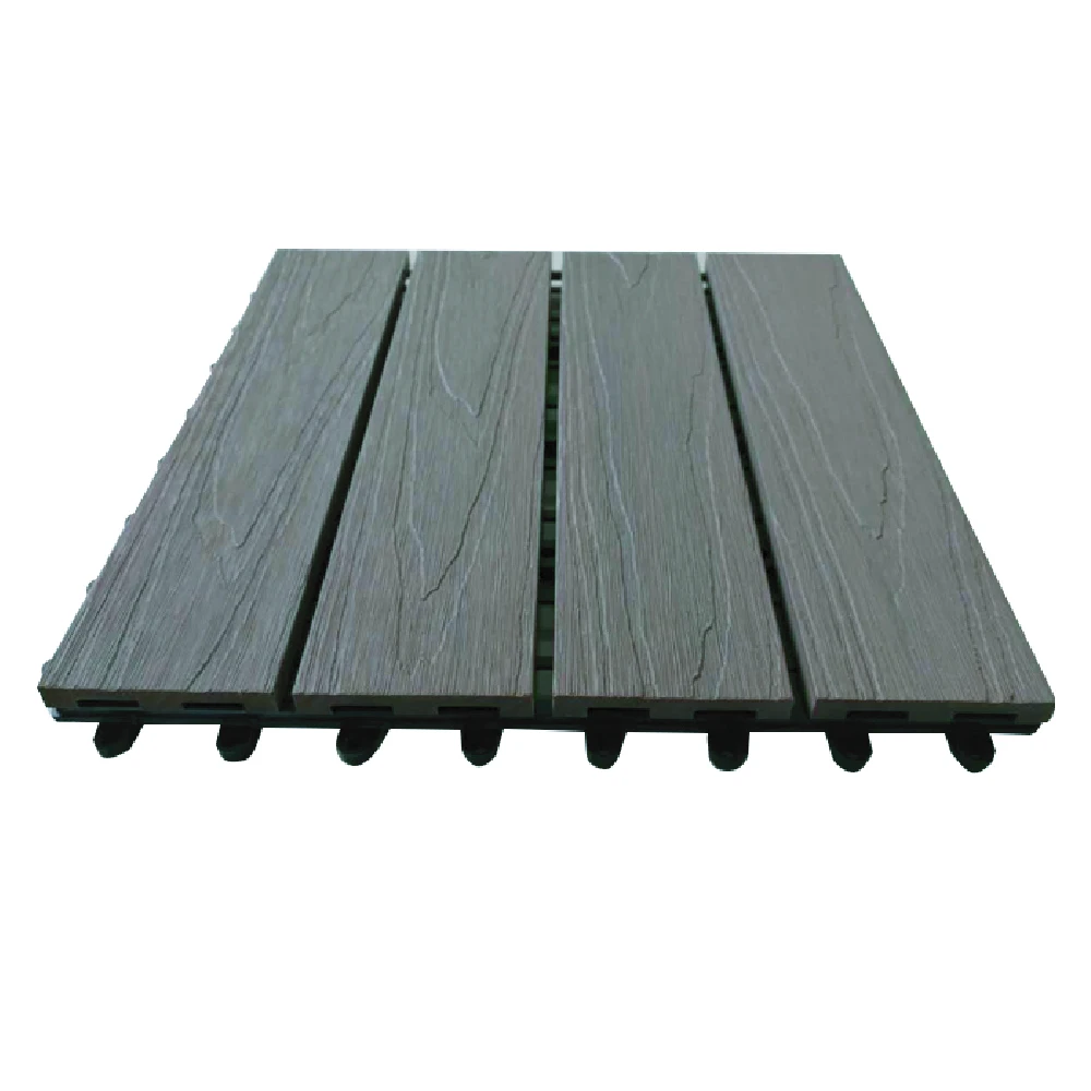 Outdoor DIY deck floor tiles 300x300 wpc composite wood interlocking deck tiles