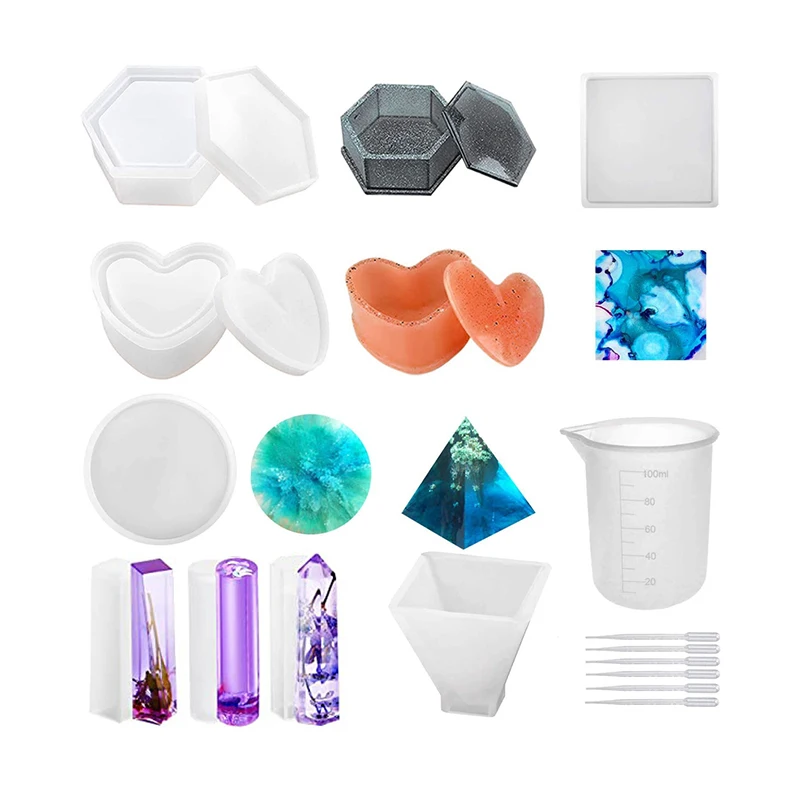 Custom Diy Tray Cetakan Set Crafts Earring Vase Planter Epoxy Silicone Resin Mold