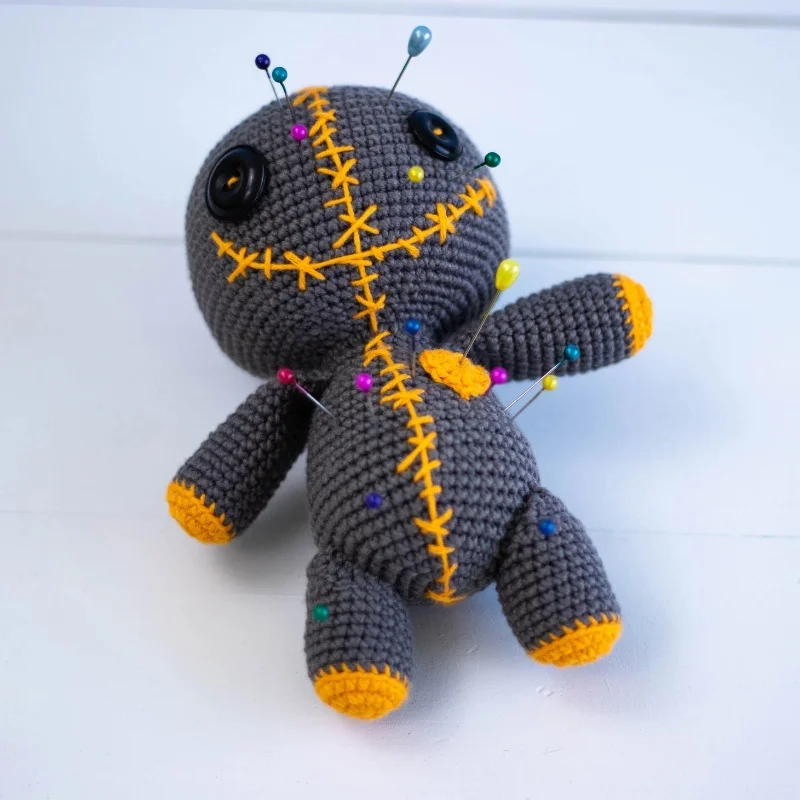 Halloween Scary Amigurumi Doll Crochet Voodoo Doll Handmade Hand Knit Crochet Voodoo Doll For Halloween