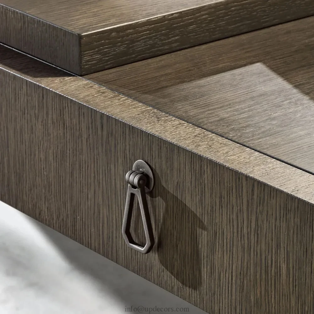 High End Bespoke Furniture Italian Bedroom Furniture Designer Veneered Dressing Table With Oval Mirror