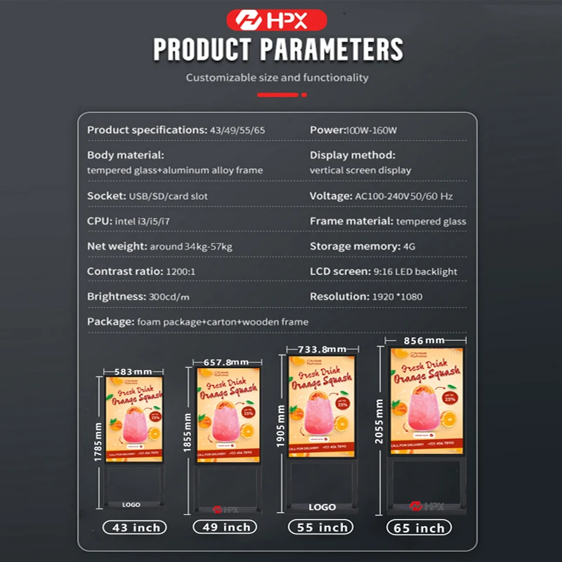 Shopping Mall Kiosk 43 49 55 Inch Indoor Floor Stand Display Android Digital Signage Touch Totem Lcd Advertising Screens