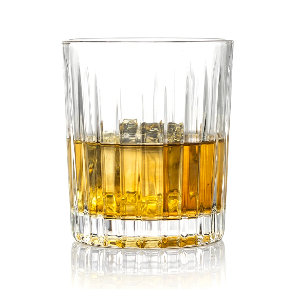 NOVARE Wholesale 850ml New Design Square Engraved Crystal Glass Whiskey Decanter Set for Bourbon Brandy Liquor