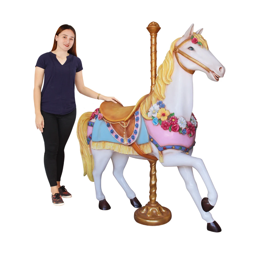 Large interior wedding party carousel horse ride decoration large vintage carousel horse with stand for sale