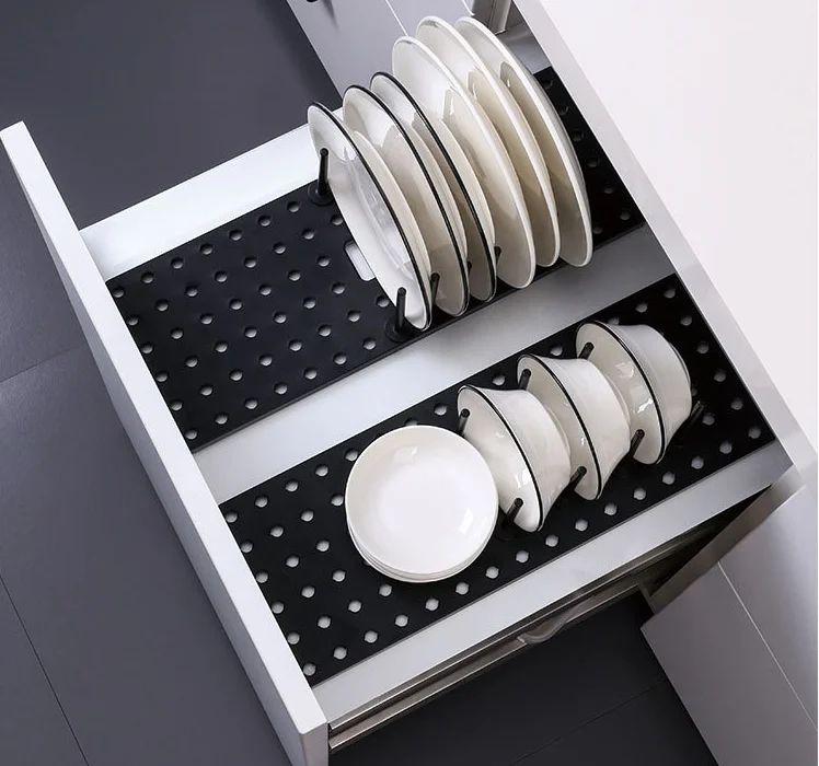Stretch drawer type plastic spoon pot lid holder for family kitchen drain rack and storage