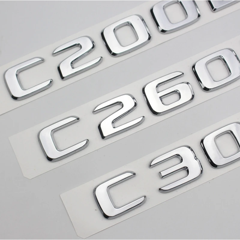 3D ABS auto emblem Car Rear Trunk C200 C260 C300 C320 E200 E260 E300 E320 Letters Number badge Sticker For Benz
